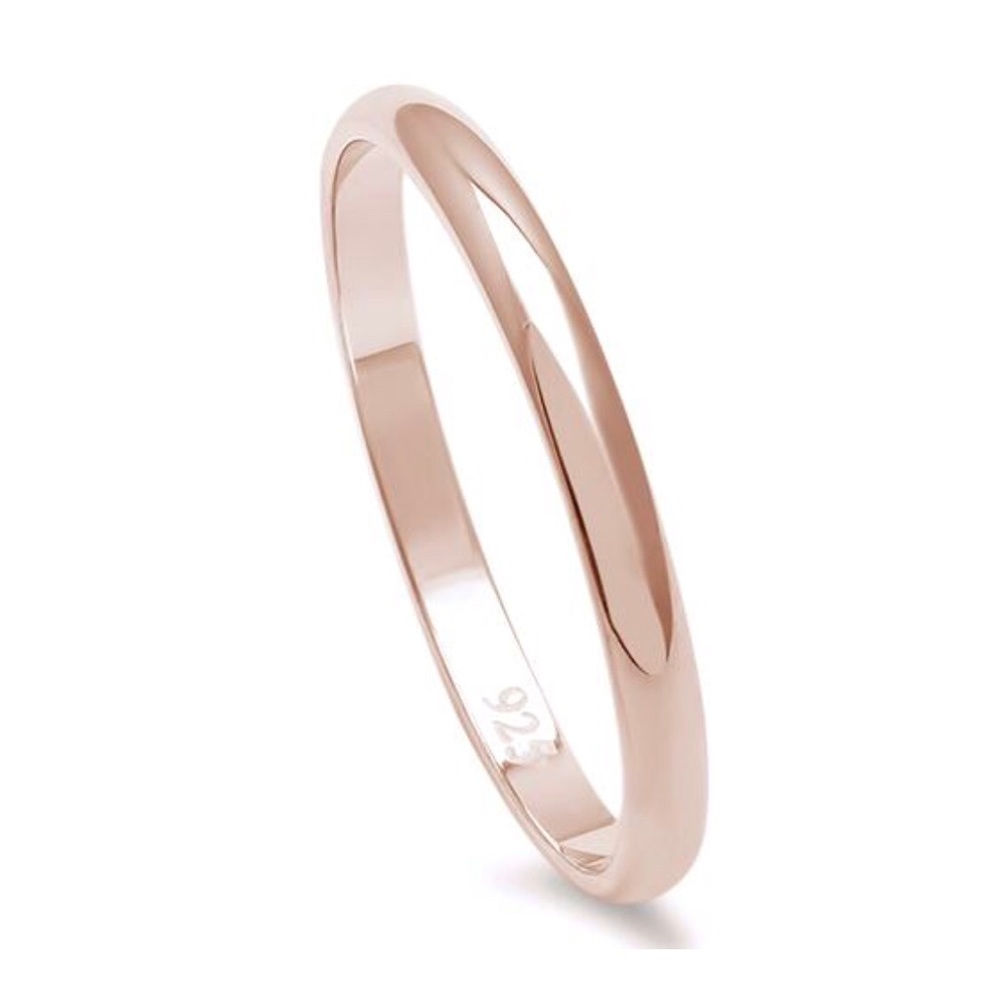 Sterling Silver 925 2MM Rose Gold Wedding Ring